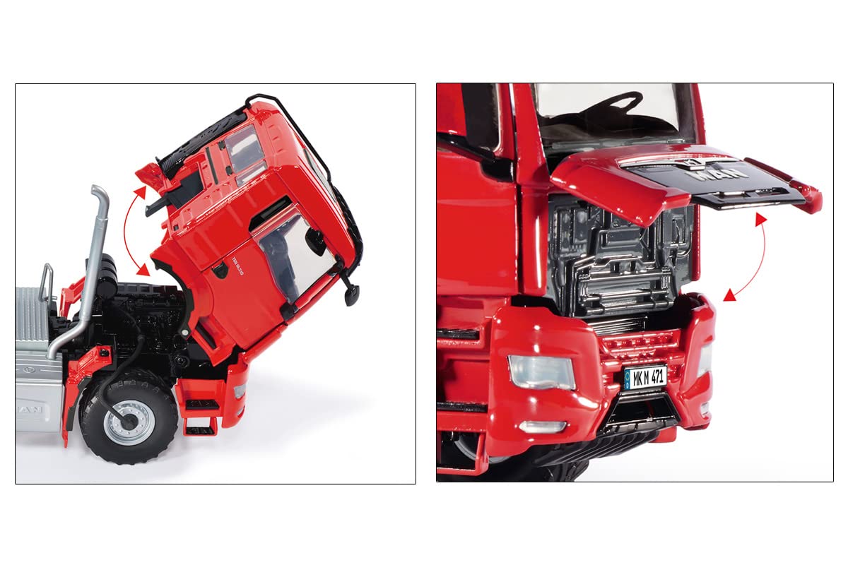 WIKING 077653 MAN TGS 18.510 4x4 BL 2-Achs Zugmaschine, Modell-Lkw, 1:32, Metall/Kunststoff, Ab 14 Jahre, Viele Funktionen, Inkl. Reifendruck-Regelanlage, Schwenkbarer Kühlergrill, Rot 3