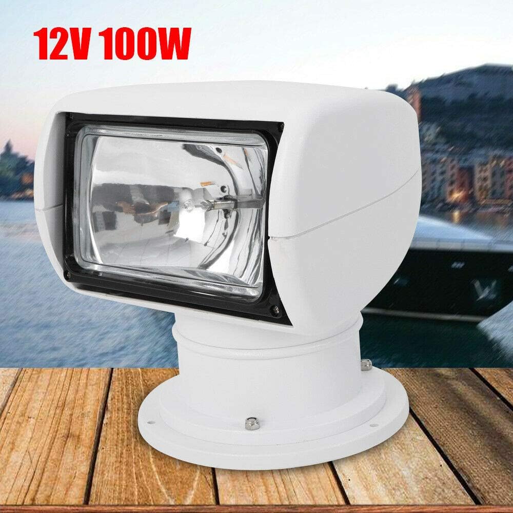 TFCFL Remote Control Spotlight, 100W Waterproof Marine Boat Searchlight 3200K 2500LM (White) : Sports & Outdoors