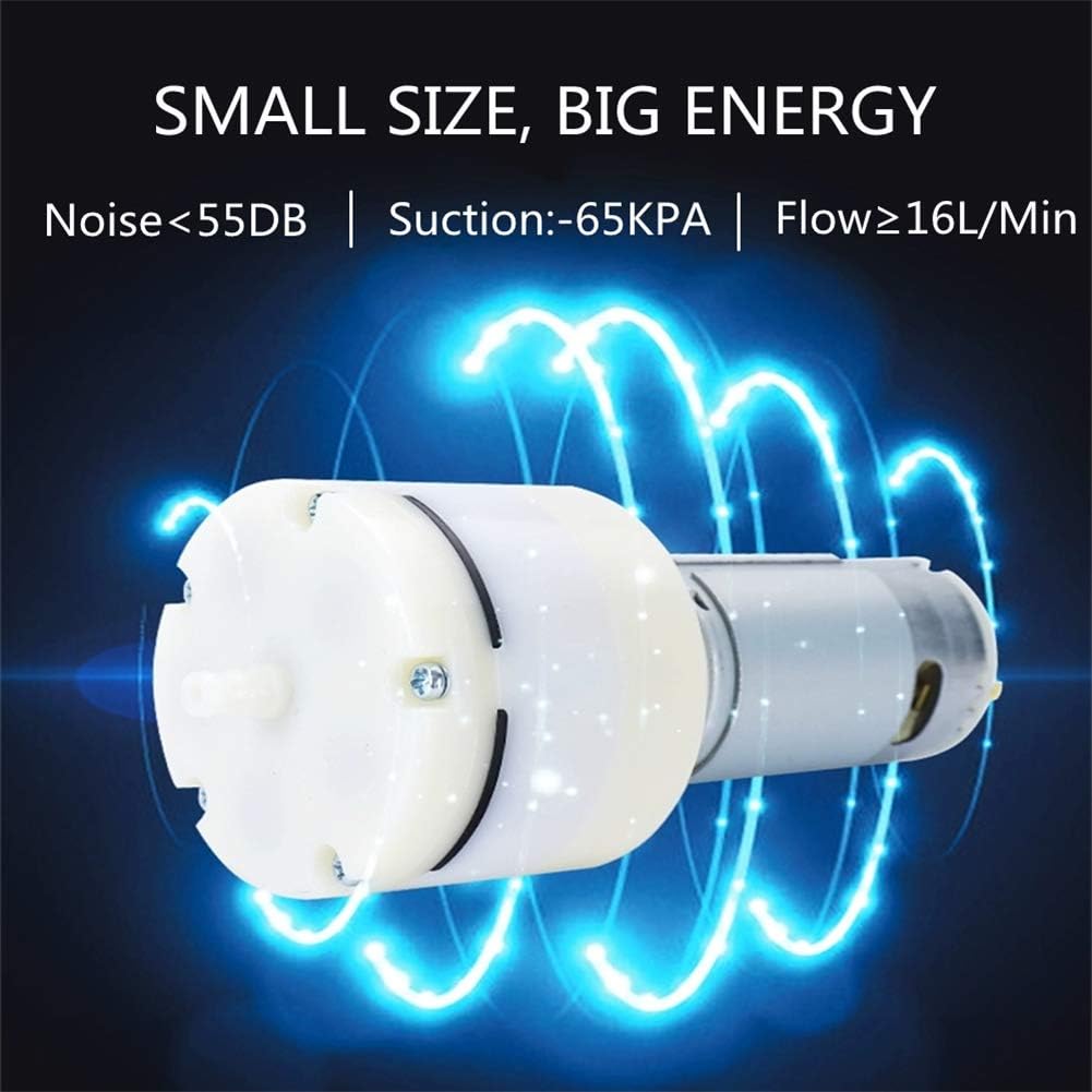 12V vacuum pump, miniature negative pressure pump diaphragm pump vacuum adsorption, 65KPA vacuum degree 16LPM flow: Home Improvement