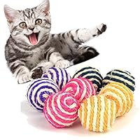 QIANSKY Fun Interactive Cat Exercise Toy , Cat Pet Sisal Rope Weave Ball Teaser Play Chewing Rattle Scratch Catch Toy, Outdoor/Indoor Activity Toys,for Cat Kitten Puppy Kitty,Playing Toy (Multicolor)