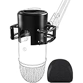 Custom Built for Blue Yeti Shock Mount with Pop Filter, 2026, Suspension | Anti-Vibration Elastic Suspension, Holder Clip &amp; Screw Adapter, 2026 Upgrade, Compatible with Blue Yeti Mic, Podcast&amp;Studio