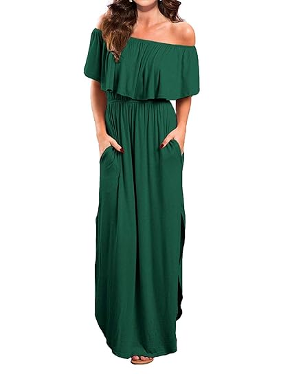 off shoulder cotton maxi dress