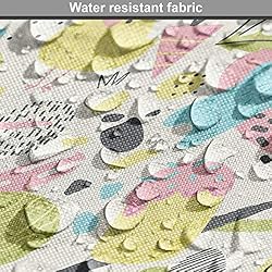 Lunarable Easter Fabric by The Yard, Memphis Style