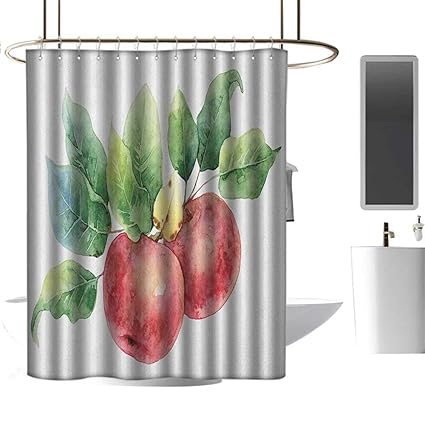 Amazon Com Qenuan Shower Curtain Liner Apple Watercolor Art Style