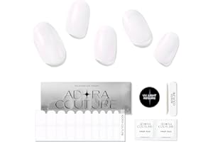 Adora Couture Semi Cured Gel Nail Strips with 20 Pieces, Salon Quality Nail Wraps for Women,White Donut Glaze UV Gel Nail Stickers, UV Light Required, Vanilla Glaze