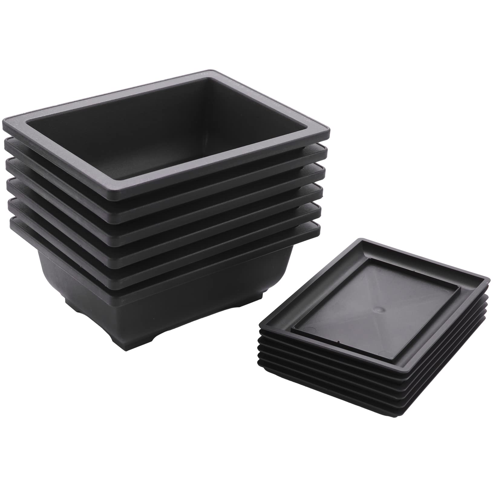 Liseng Bonsai Training Pots with Plastic Bonsai Plants Growing Pot for Yard Living Room Balcony 16.5X12cm (6 Pack)