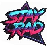 PatchClub - Stay Rad Patch Retro 80s Embroidered Iron, On/Sew On Cool Patch