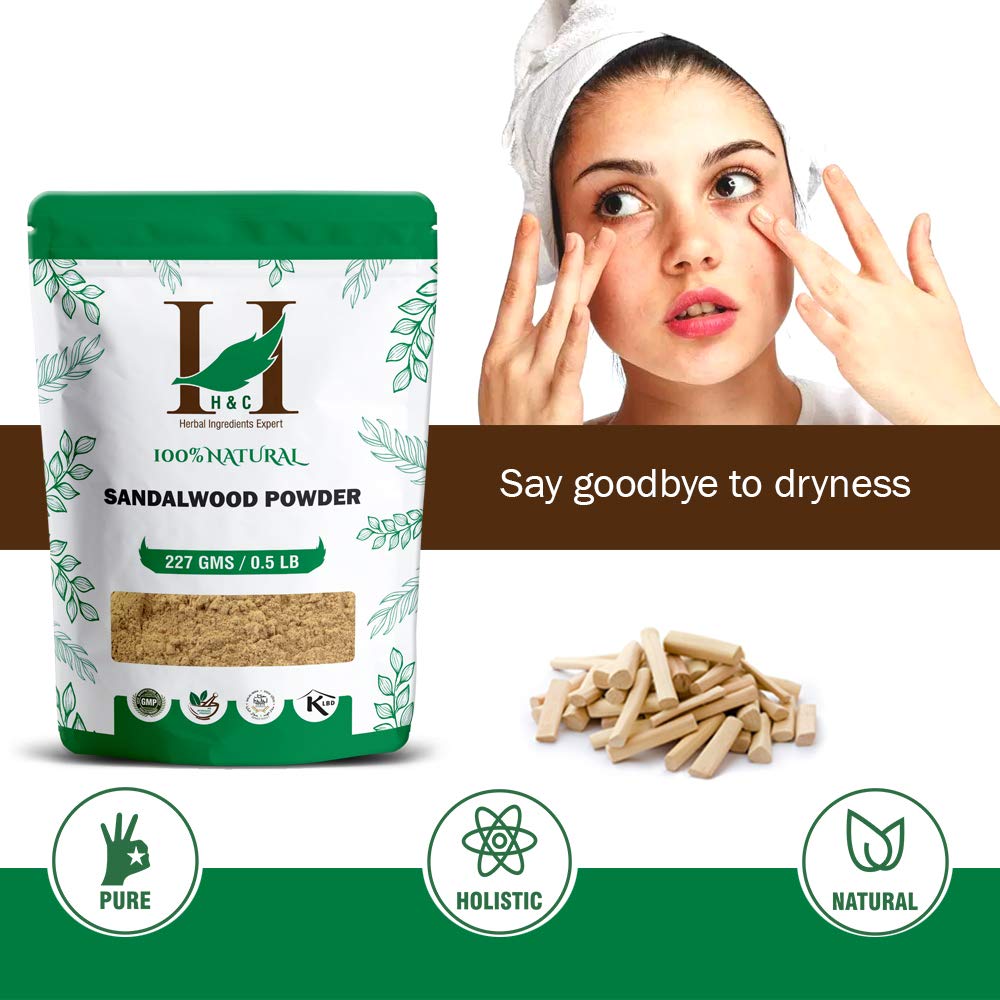 H&C 100 Natural Sandalwood/Chandan Powder For Face Pack Facial and