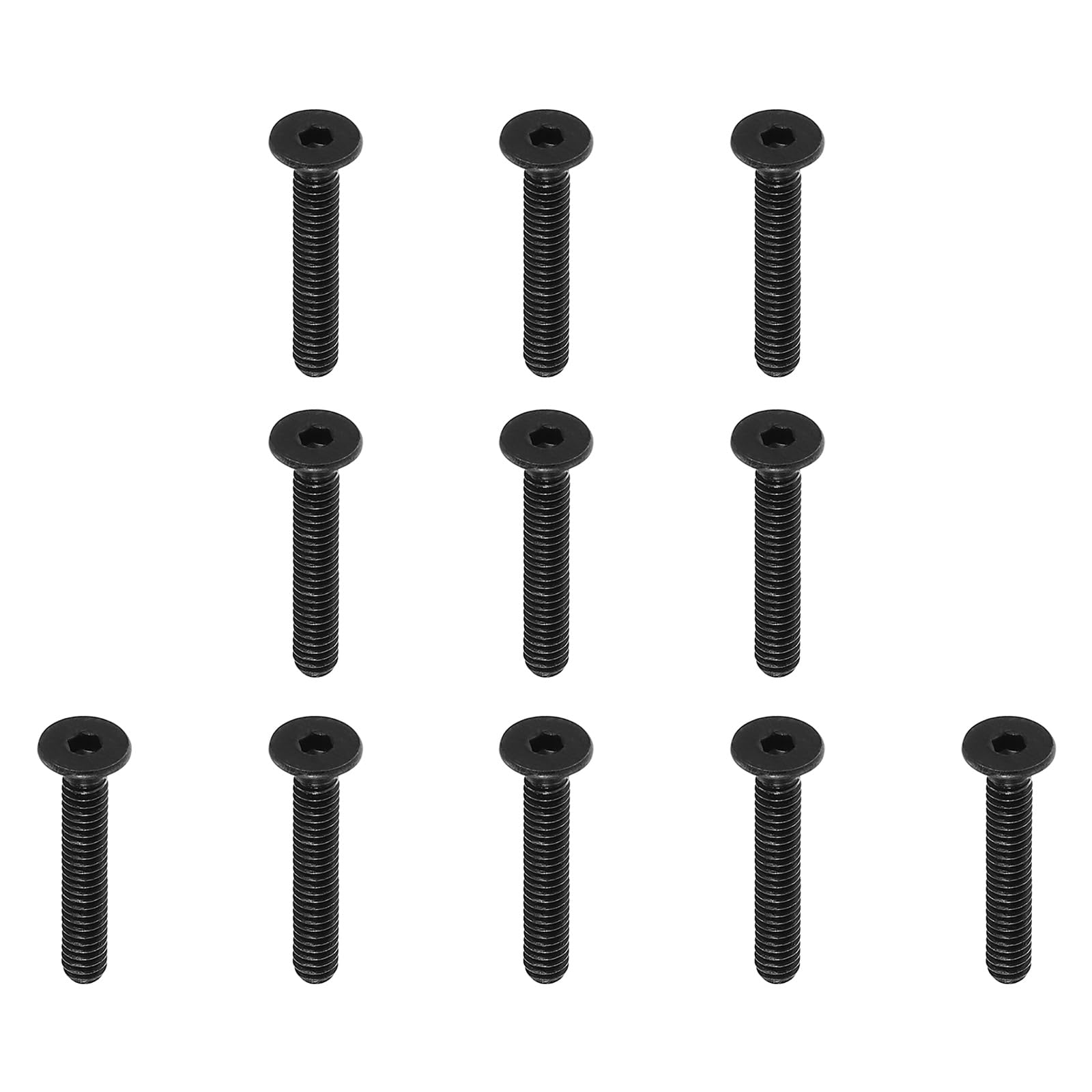 PATIKIL #8-32 x 1 Inch Flat Head Socket Cap Screws, 10 Pack Flat Countersunk Bolts Hex Socket Drive Machine Screws Full Thread Coarse Thread UNC Black Oxide Grade 10.9