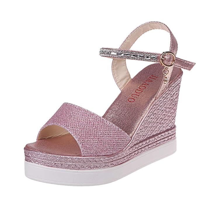 Ansenesna Damen Sandalen Sommer Silber Gold Glitzer, Keilabsatz Plateau Wedge Peep Toe Blockabsatz Sommerschuhe