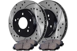 AUTO SHACK AutoShack Front Drilled and Slotted Brake Kit Rotors Black and Ceramic Pads Pair of 2 Driver and Passenger Side Replacement for Toyota Corolla Matrix Scion xD Pontiac Vibe 1.8L FWD SCDPR41507415071210