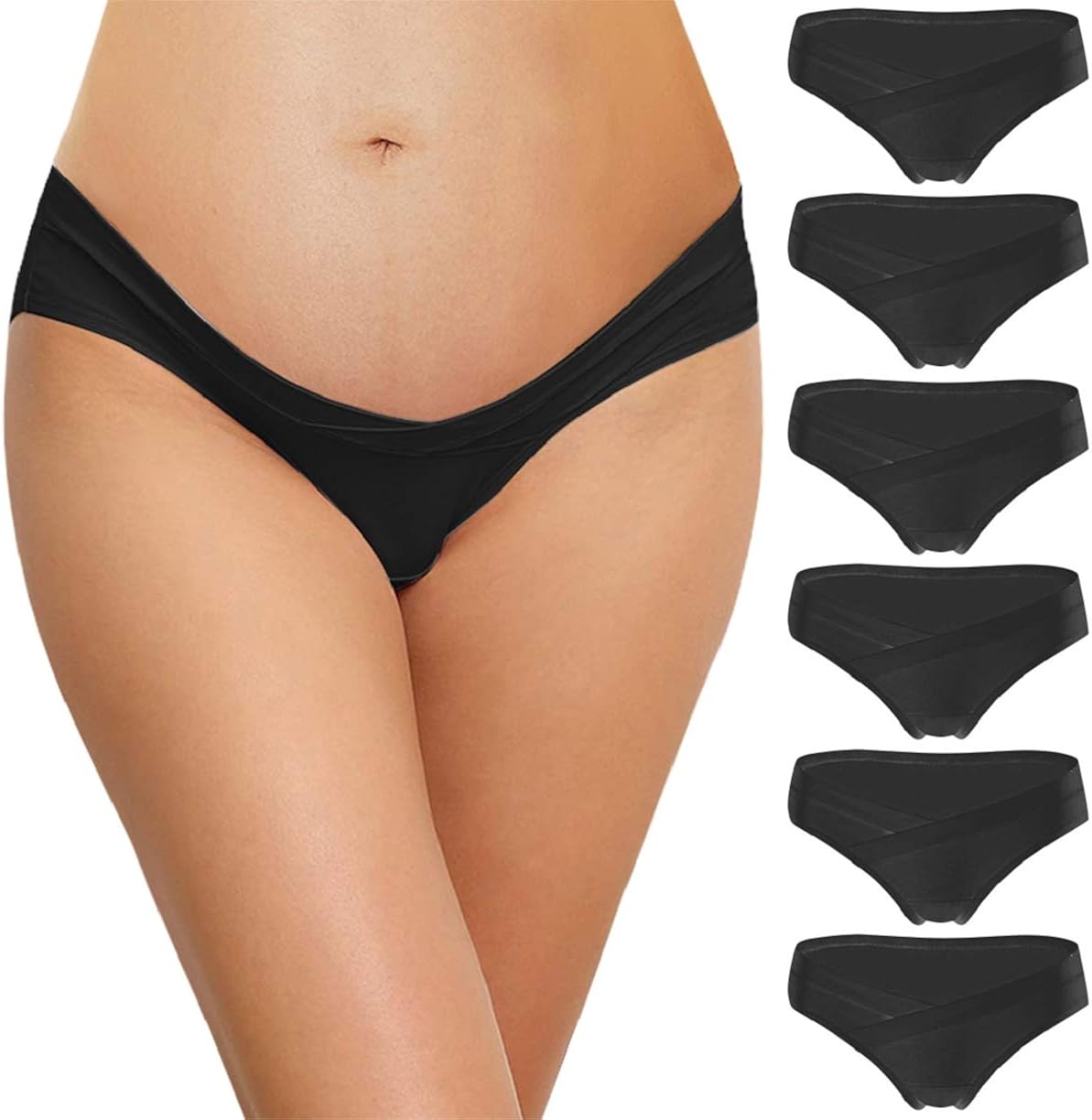 Damen Umstandsslip 3er Pack, Baumwolle, Hohe Taille, Verstellbar – Mit Smiley-Druck Für Die Schwangerschaft