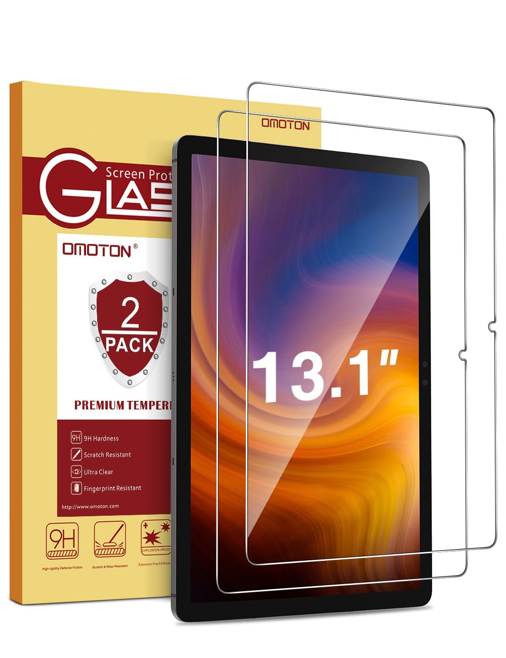 Photo 1 of OMOTON Screen Protector for Samsung Galaxy Tab S10 FE Plus, 13.1 Inch 2025, Tempered Glass for Samsung Tablet S10 FE+, S Pen Compatible, HD Clear Film, 2 Pack