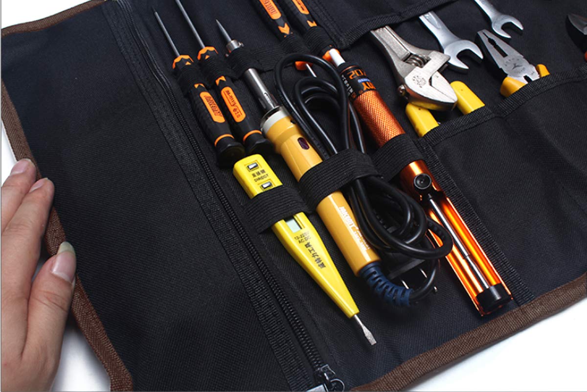 SANSUM Wrench Roll Up Tool Rool Pouch Bag Organizer Easy Storage 23 pockets Portable for Electrician, HVAC, Plumber, Carpenter or Mechanic