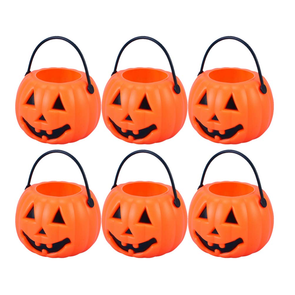 Photo 1 of Toyvian 8pcs Portable Pumpkin Bucket Trick or Treat Candy Holder - Halloween Pumpkin Candy Pail Holder for April Fool's Day Decoration