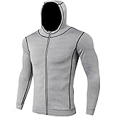 NBGYTECH Men Athletic Hoodies Long Sleeve Running Sweatshirt with Zipper Slim Fit T-shirts for Running Gym Training