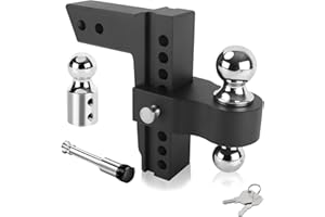 EZISOE Adjustable Trailer Hitch Ball Mounts with 2.5 inch Receiver -8-Inch Drop/Rise Drop Hitch, Maximum tensile Force 18,500