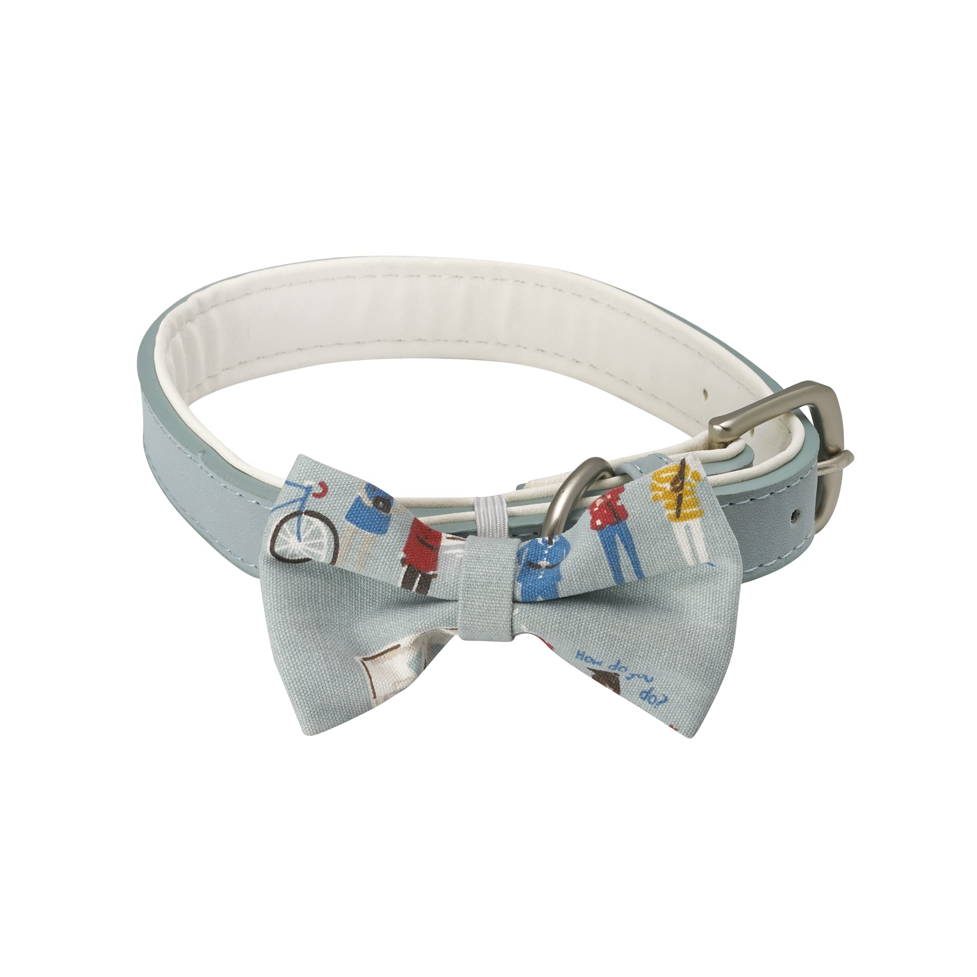 Pet Brands Cath Kidston Dog Bow Tie Collar, Leather Dog Collar with Cotton Bow Tie - 40x50cm, Multi