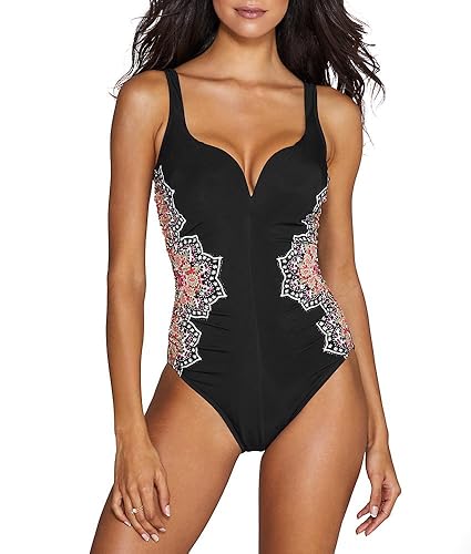 la hearts cabo zip keyhole one piece swimsuit