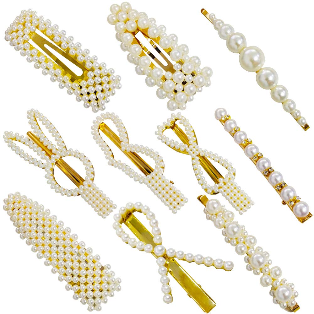 Pearl Hair Clip - 10 Pack Pearl Hair Pins Hair Barrettes Hair Clips for Girls Women