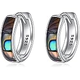 Turquoise/Opal/Black/White/Abalone Shell Earring Sterling Silver Celtic Hoop Earring for Women