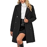 Bellivera Women's Fall Winter Coat Elegant Notched Lapel Single Breasted Trench Coat with Detachable Faux Fur Collar