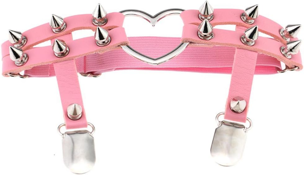 Women Fashion Punk Gothic Harajuku Studded Heart Garters Leg Ring Rivet Gift