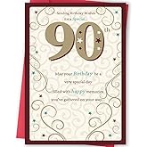 Happy 90th Birthday Card Gifts for Women Men, Unique Bday Greeting Gifts for 90 Year Old Woman Man, Funny 90th Birthday Decoration for Grandpa Grandma Dad Mom