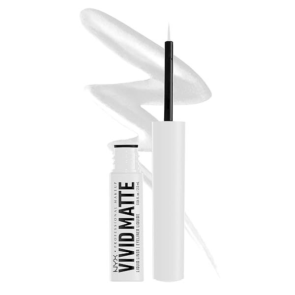 NYX PROFESSIONAL MAKEUP VIVID MATTE LIQUID LINER, SMEAR-RESISTANT EYELINER WITH PRECISE TIP – WHITE