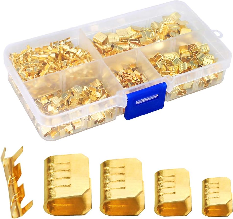 KeeYees 500 Pcs U Shape Copper Ring Terminals Crimp Kit - Non-Insulated Assortment Cable Wire Spade Electric Butt Connector Kit: Car Electronics