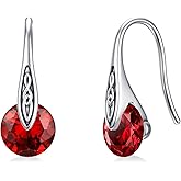 Birthstone Earrings Sterling Silver Celtic Knot Dangle Drop Earrings for Sensitive Ears Irish Jewelry Valentine's Mothers Day Birthday Gifts for Women Girls Girlfriend Wife