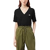 Lacoste Womens Relaxed Fit Soft Cotton V Neck T-Shirt