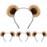 Sdfvsdg 4 Pcs Brown Bear Ears Headband With Adjustable Movable Ear Fluffy Hairband Animals Ear Costume Adults Women