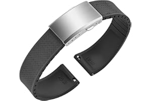 ULLCHRO FKM Rubber Watch Strap, Cut to Size Quick Release Fluororubber Watch Band Soft Replacement Watchband with Silver Milled Clasp for Men Women 18mm 19mm 20mm 21mm 22mm