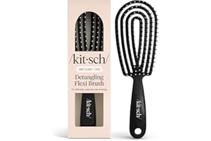 Kitsch Detangler Brush – Flexible Curly Hair Brush for Women, Men & Kids | Detangling Hairbrush with Bendable Frame and Ultra-Smooth Bristles for Wet or Dry Strands - Black
