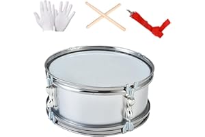 UGPLM 11inch Snare Drum with Adjustable Strap Professional Percussion Instrument Musical Instruments for Teens Birthday Gifts, Argent