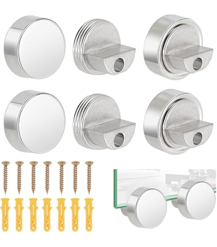 Kaileyouxiangongsi Juego De 4 Clips De Vidrio Flotante De Aleación De Zinc, Soporte Para Espejos De Pared Y Clip, Espejos De Baño, Hoja De Soporte, Espejo De Tocador De Uñas, Montaje
