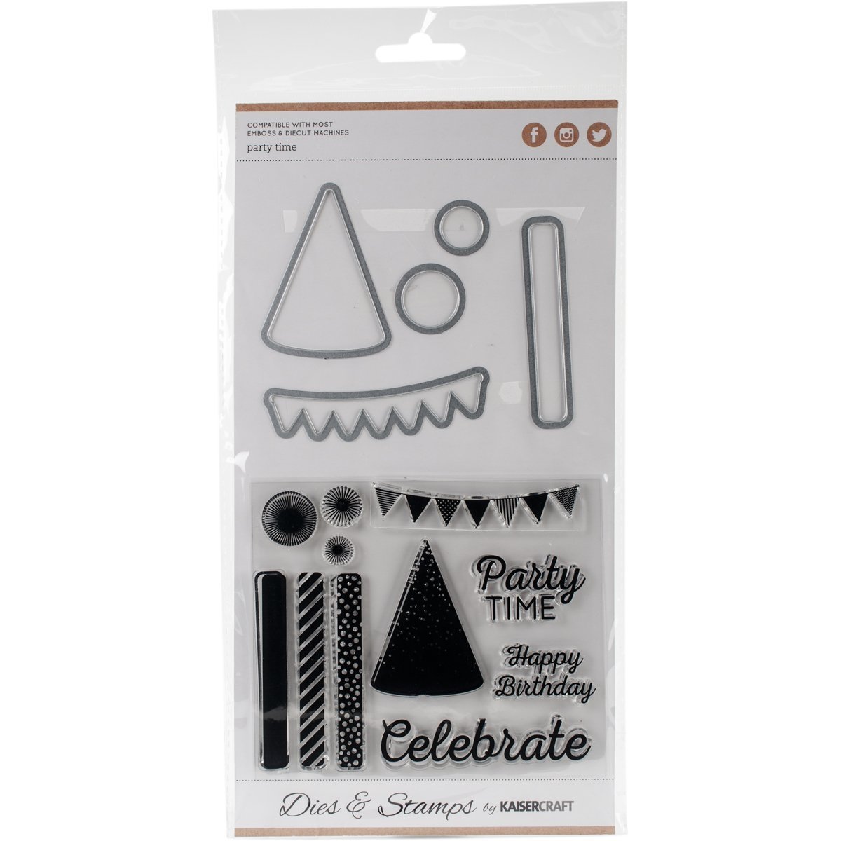 Kaisercraft Dies and Stamps Party Time .5-inch x .5-inch To 2.5-inch x 2.25-inch