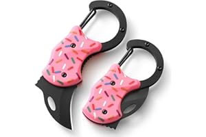 COOL PARD EDC Donut Folding Pocket Utility Knife,1.34''Blade Small EDC Knife,Pink Pocket Knife for Women Men,Cute Folding Knife Box Cutter，Perfect Christmas Gift for Women（Donut）