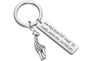 AKTAP Giraffe Gifts Giraffe Jewelry Aim High Stand Tall Laugh Loudly and Be Who You Truly Are Giraffe Keychains