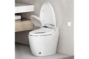 Vipbear Smart Toilet with Heated Seat and Night Light, Tankless Toilets for Bathroom, Modern One Piece Toilet Standard Comfort Height Toilet with Auto Flush, Auto Open Close Lid/Seat,Slow Close, ADA