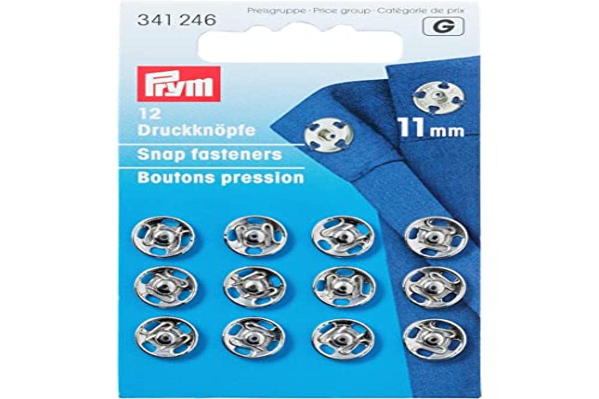 Prym PRYM_341246-1 Sew-On Snap Fasteners Brass Silver col 11 mm