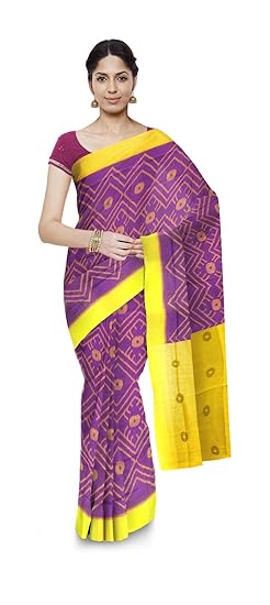 BOYANIKA Womens Sambalpuri Cotton Saree (boyanika 28_Blue & Violet)