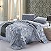 Vaulia Lightweight Microfiber Duvet Cover Sets, Floral Print Pattern Design, Grey Color - Queen Size