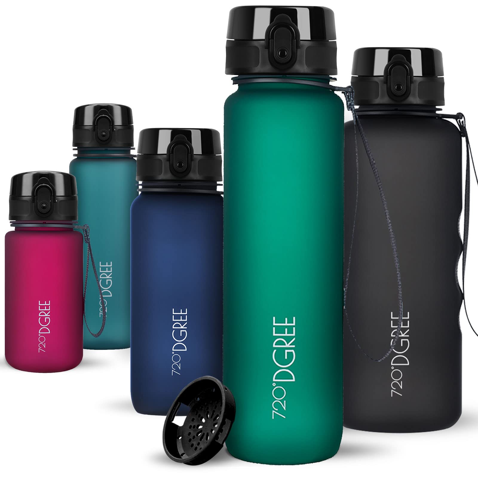 720°DGREE Water Bottle 650ml “uberBottle“ softTouch +Sieve - BPA-Free Tritan, Leakproof, Reusable Drinking Bottle - Sports Bottle for School, Fitness, Gym, Cycling, Travel, Office, Outdoor, Hiking