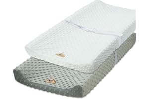 BlueSnail Ultra Soft Minky Dot Changing Pad Cover 2 Pack (Gray+White, 2 Pack)