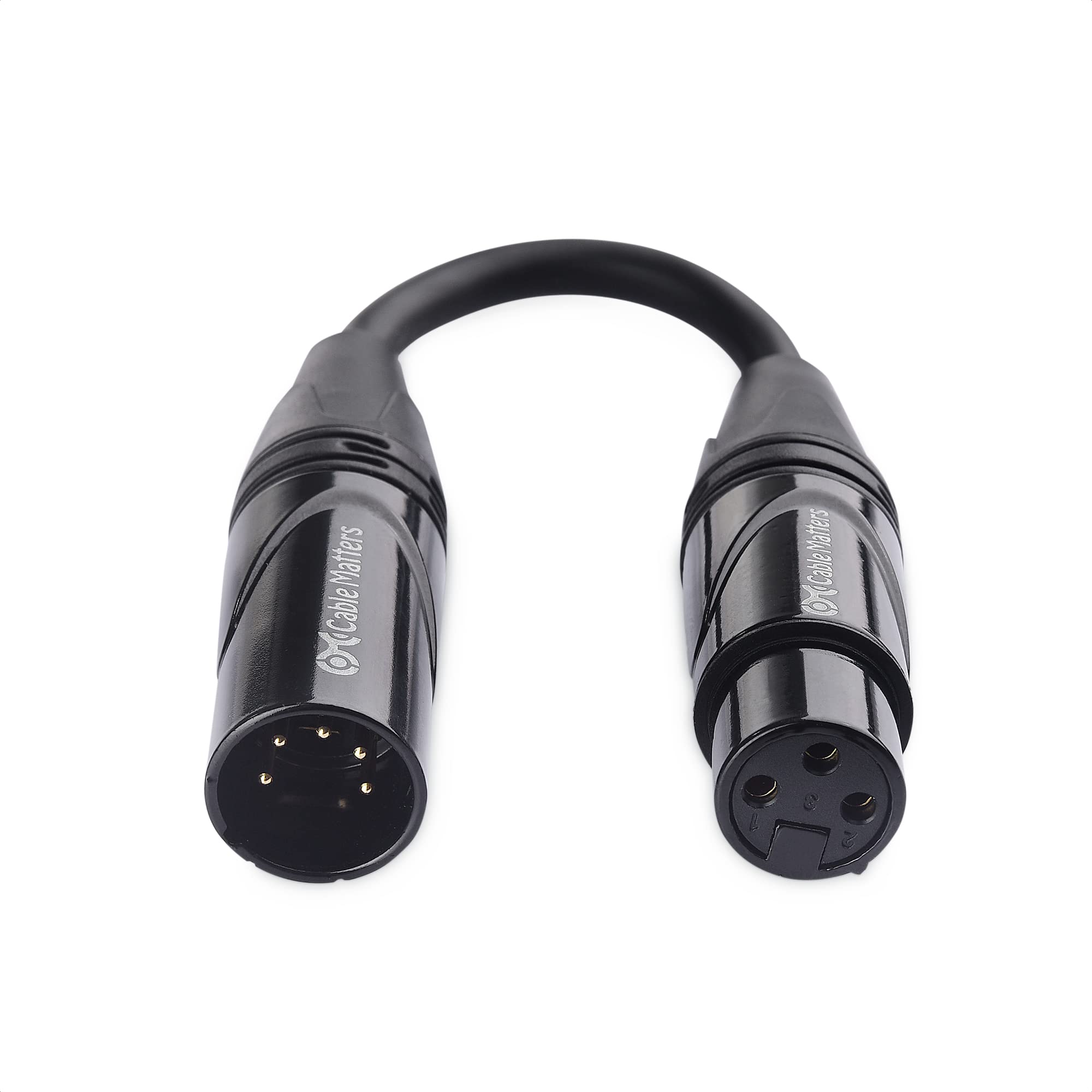 Cable Matters 2-Pack 5 Pin to 3 Pin DMX Lighting Cable - 6 Inches, 5Pin Male to 3Pin Female XLR/DMX Adapter Cable, Black