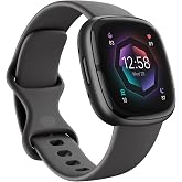 Fitbit Sense 2 Advanced Health and Fitness Smartwatch with Tools to Manage Stress and Sleep, ECG App, SpO2, 24/7 Heart Rate and GPS, Shadow Grey/Graphite, One Size (S &amp; L Bands Included) (Renewed)