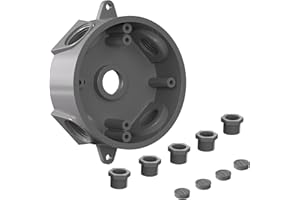 G GJIA Weatherproof Round Electrical Outlet Box, Sealproof 5 Hole-1/2 or 3/4 inElectrical Outlet Box for Engineered Solutions, UL Listed, Gray