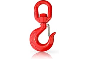 SCIEO 5 Ton Swivel Lifting Hook - Crane Swivel Hook for Hoisting, and Lifting, G80 Heavy Duty Rigging Swivel Hook Rotating Swivel Eye Sling Hook with Safety Latch and 11023 lbs Load Capacity